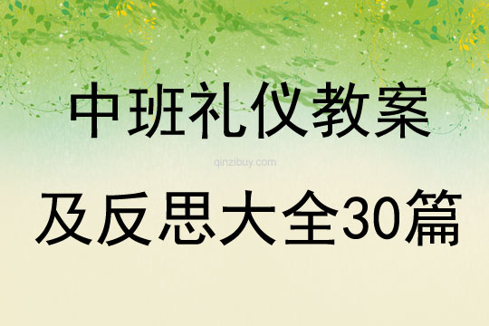 中班礼仪教案及反思大全30篇