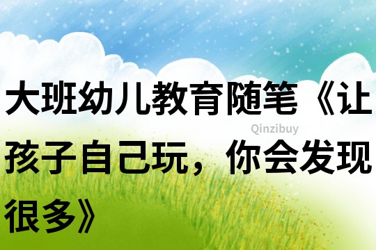 大班幼儿教育随笔《让孩子自己玩,你会发现很多》