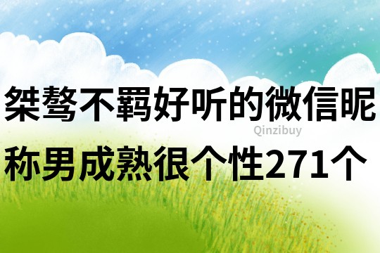 桀骜不羁好听的微信昵称男成熟很个性271个