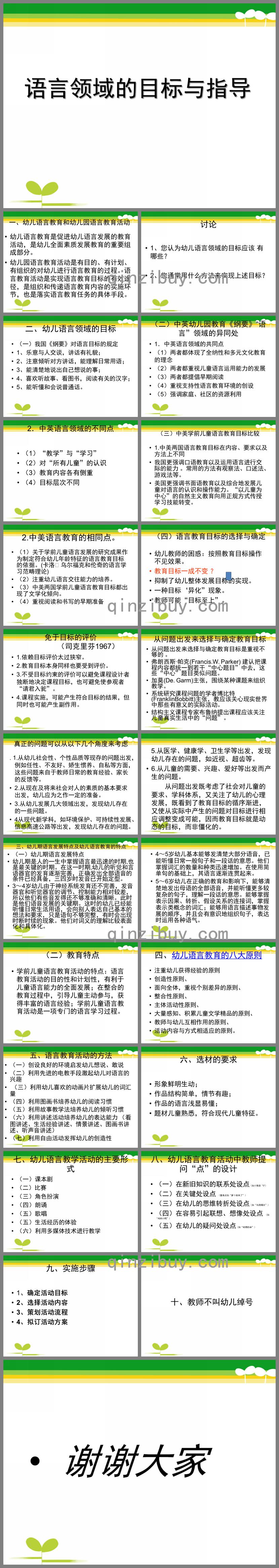 幼儿园语言领域的目标与指导PPT课件