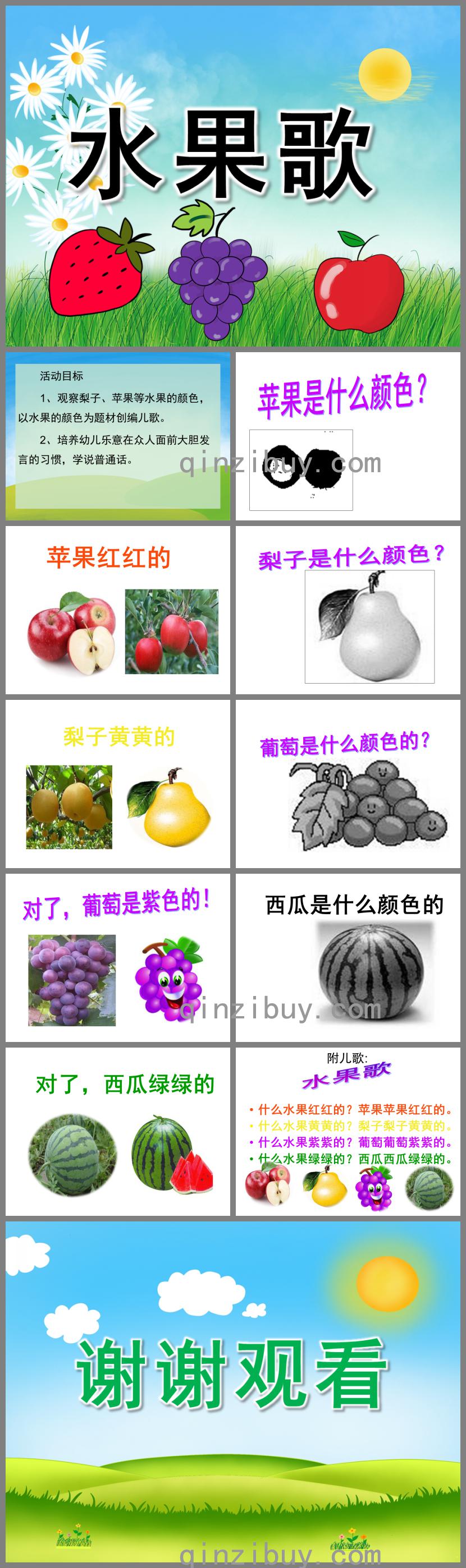 小班语言公开课水果歌PPT课件