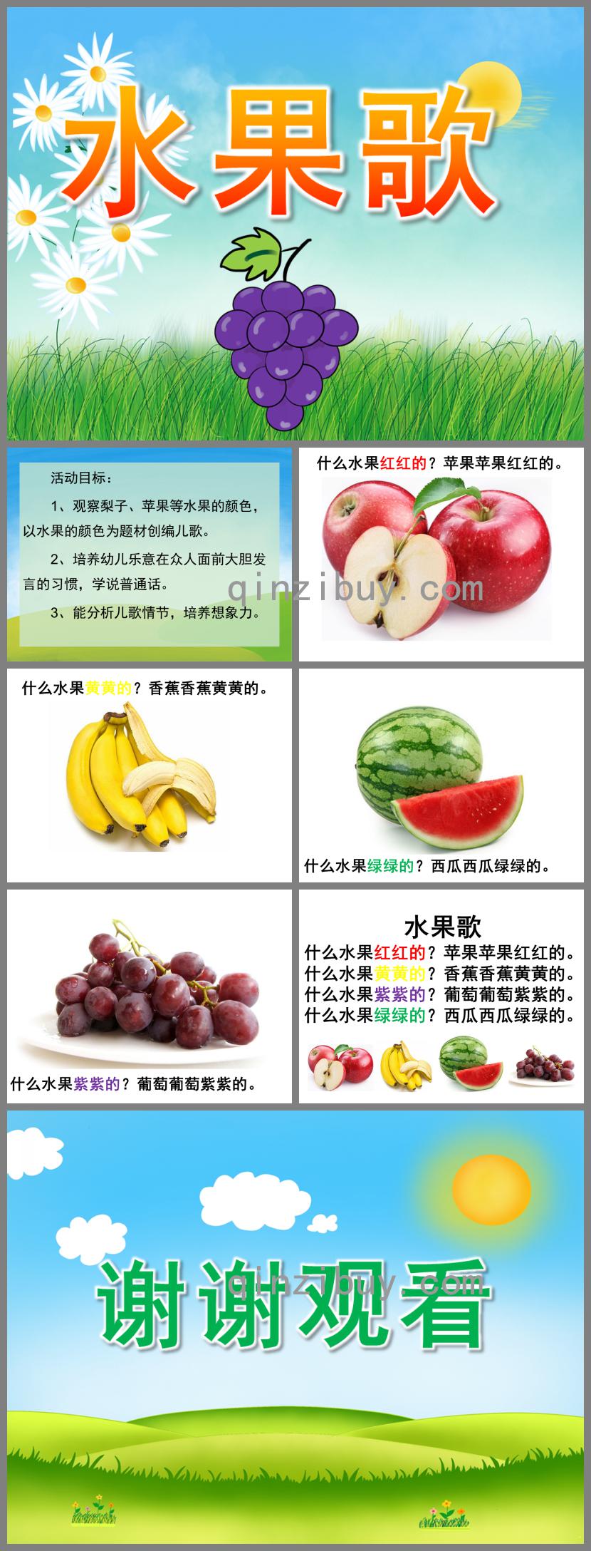 小班语言儿歌水果歌PPT课件音乐