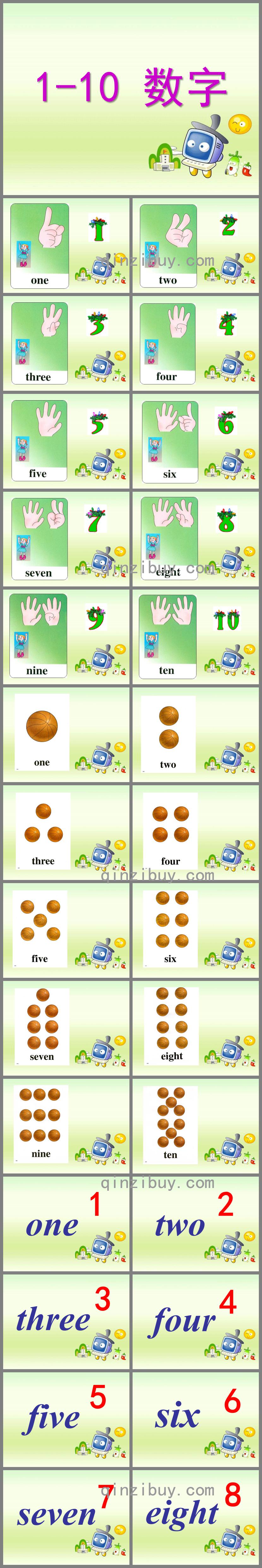 小班数学中英文1-10数字PPT课件