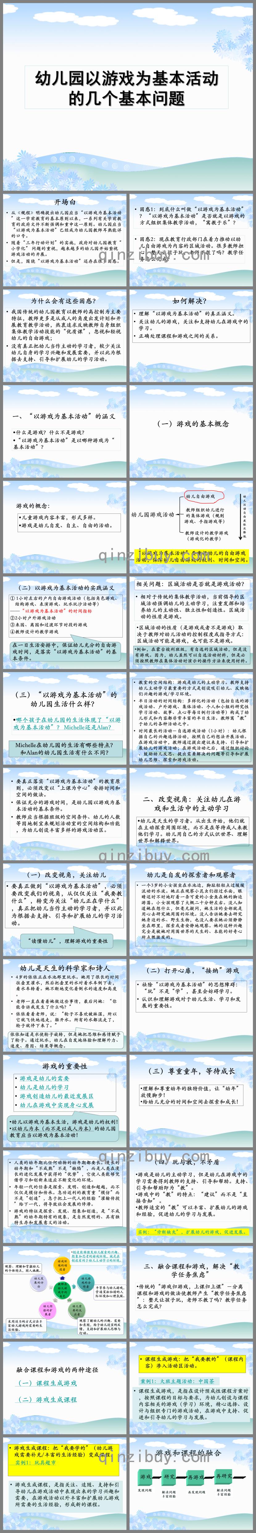 幼儿园以游戏为基本活动的几个基本问题PPT课件