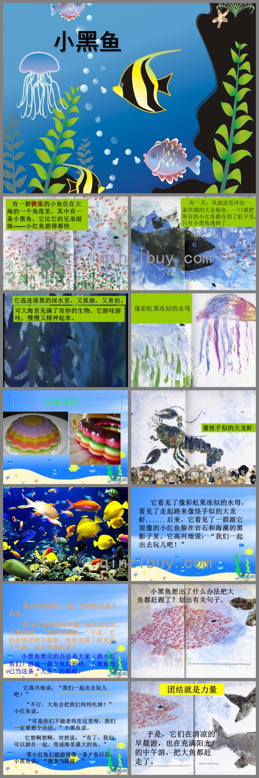 大班语言小黑鱼PPT课件