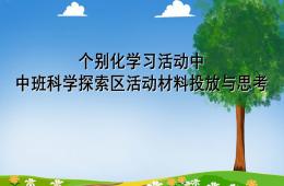 幼儿园讲座中班个别化学习活动中科学区域活动材料的投放与思考PPT课件