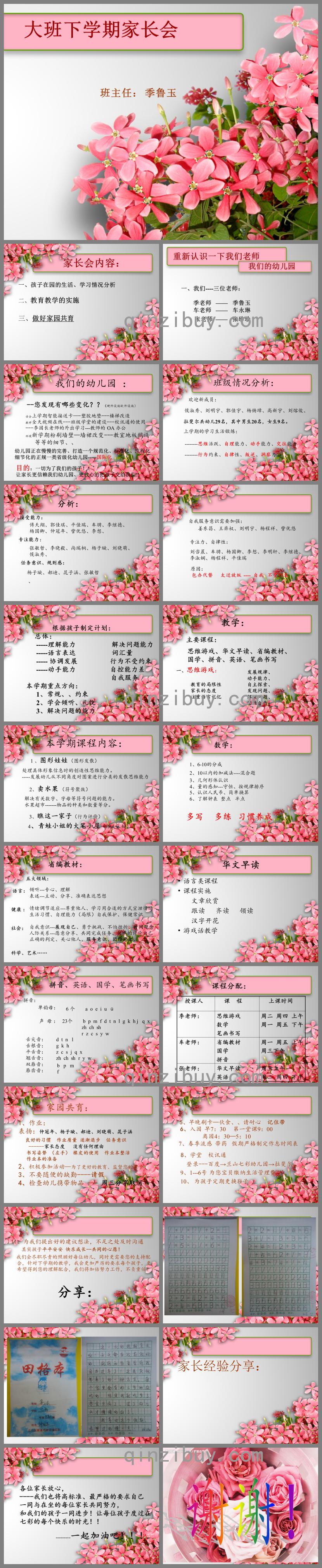 大班下学期家长会PPT课件
