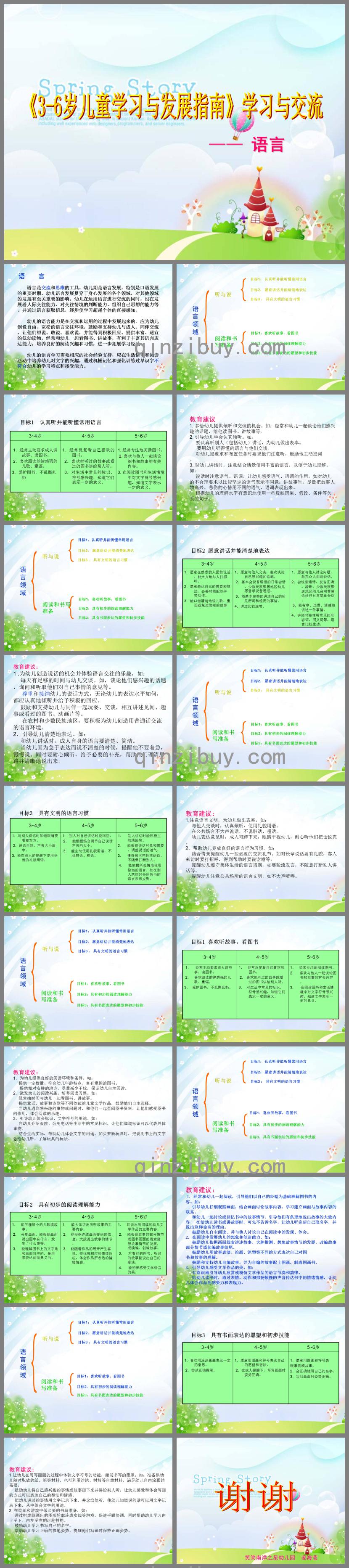 3-6岁儿童学习与发展指南语言领域PPT课件