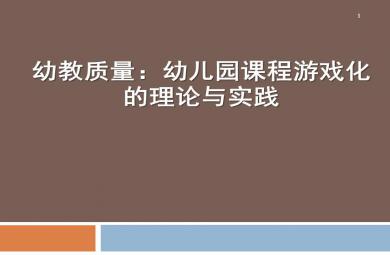 幼儿园课程游戏化的理论与实践讲座PPT课件