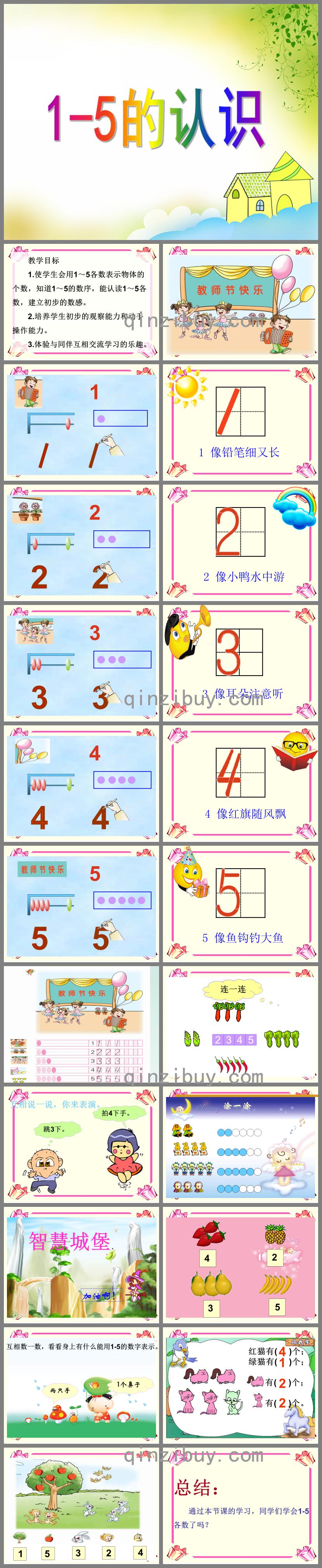 小班数学优质课1-5的认识PPT课件