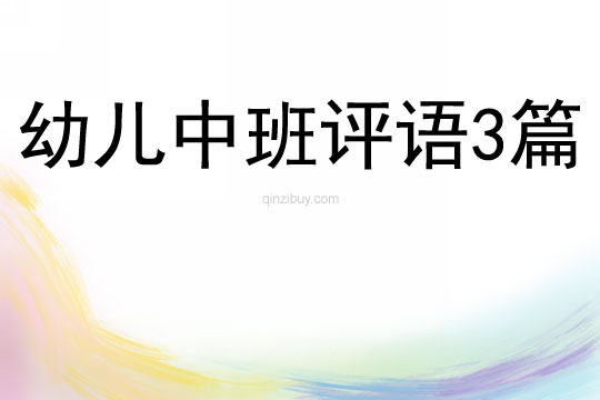 幼儿中班评语3篇