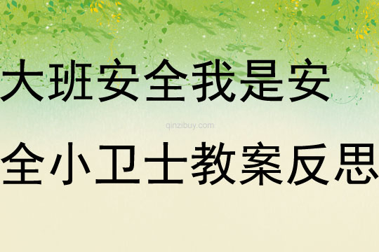 大班安全我是安全小卫士教案反思
