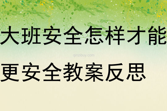 大班安全怎样才能更安全教案反思