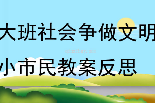 大班社会争做文明小市民教案反思