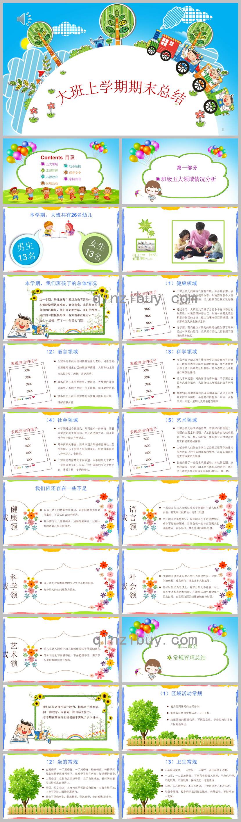 大班上学期期末总结PPT课件