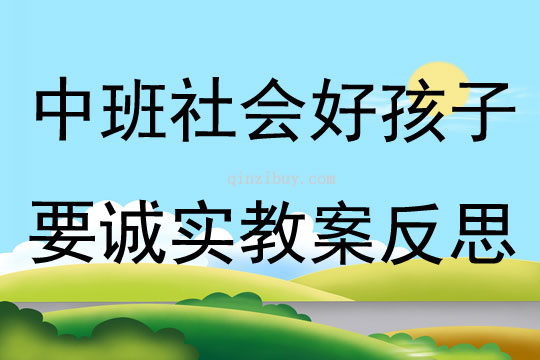 中班社会好孩子要诚实教案反思
