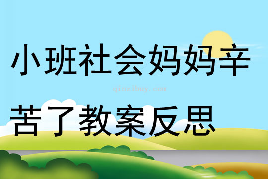 小班社会妈妈辛苦了教案反思