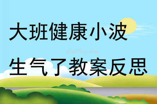 大班健康小波生气了教案反思
