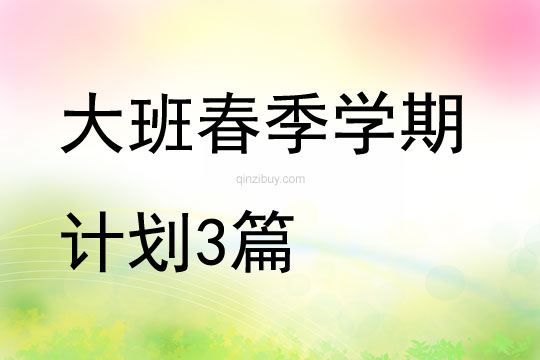 大班春季学期计划3篇