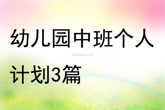 幼儿园中班个人计划3篇