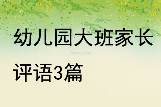 幼儿园大班家长评语3篇