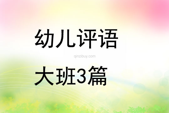 幼儿评语大班3篇