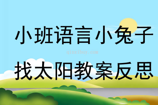 幼儿园小班语言优质课小兔子找太阳教案反思