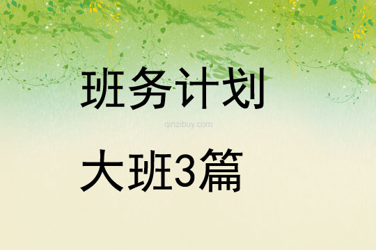 班务计划大班3篇