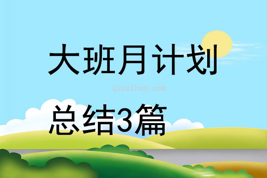 大班月计划总结3篇