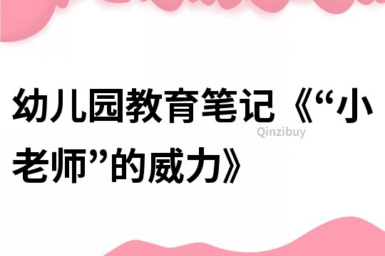 幼儿园教育笔记《“小老师”的威力》