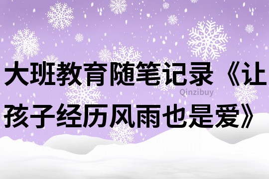 大班教育随笔记录《让孩子经历风雨也是爱》