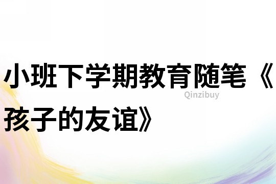 小班下学期教育随笔《孩子的友谊》