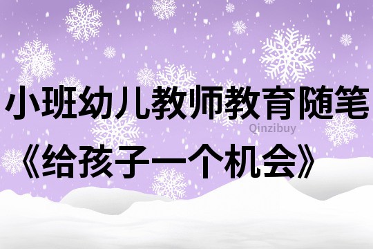 小班幼儿教师教育随笔《给孩子一个机会》