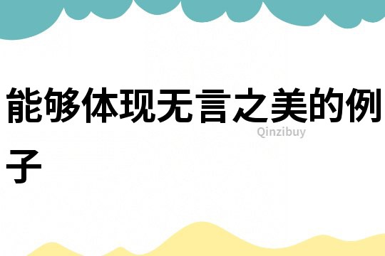 能够体现无言之美的例子