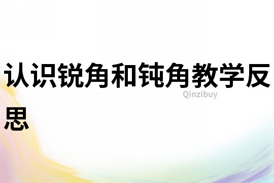 认识锐角和钝角教学反思