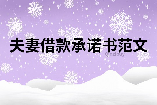 夫妻借款承诺书范文