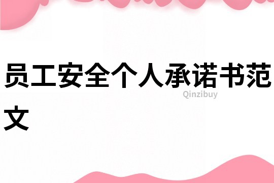 员工安全个人承诺书范文