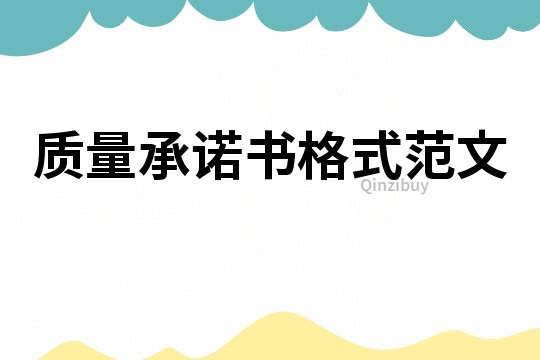 质量承诺书格式范文