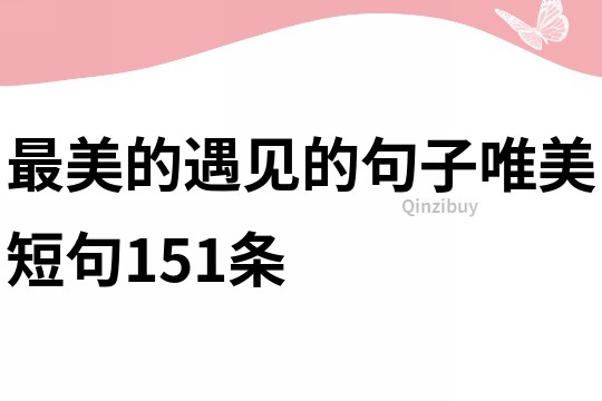 最美的遇见的句子唯美短句151条
