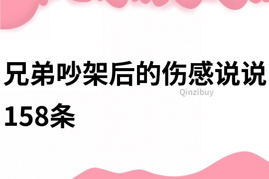 兄弟吵架后的伤感说说158条