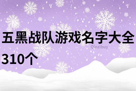 五黑战队游戏名字大全310个