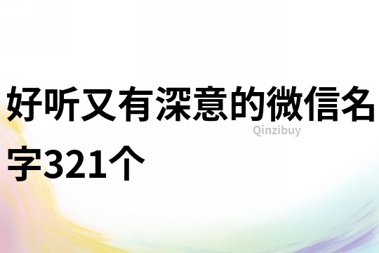 好听又有深意的微信名字321个