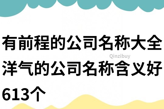 有前程的公司名称大全,洋气的公司名称含义好613个