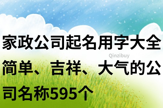 家政公司起名用字大全,简单、吉祥、大气的公司名称595个