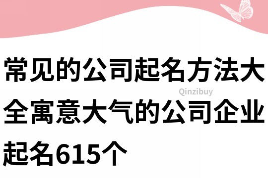 常见的公司起名方法大全,寓意大气的公司企业起名615个
