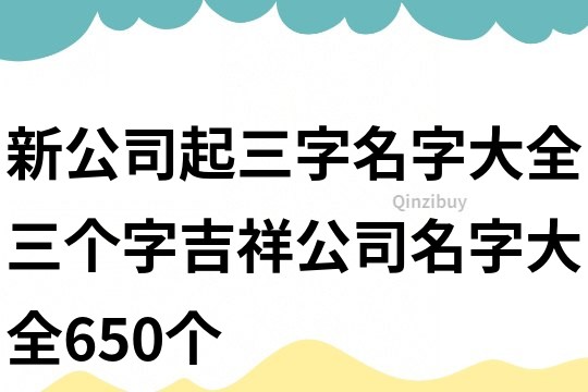 新公司起三字名字大全,三个字吉祥公司名字大全650个