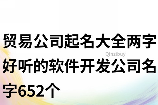 贸易公司起名大全两字,好听的软件开发公司名字652个