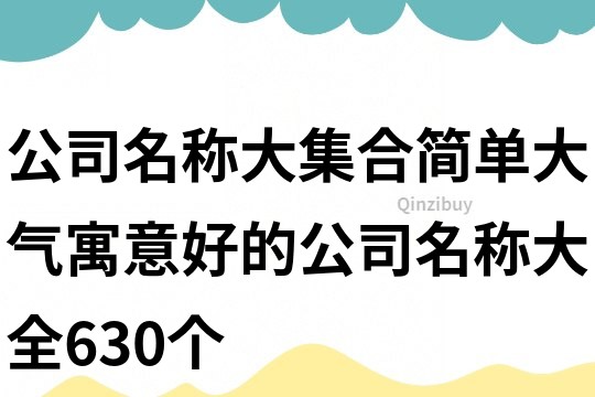 公司名称大集合简单大气,寓意好的公司名称大全630个