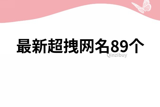 最新超拽网名89个