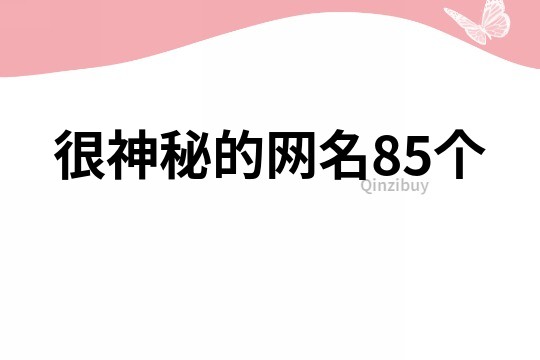 很神秘的网名85个